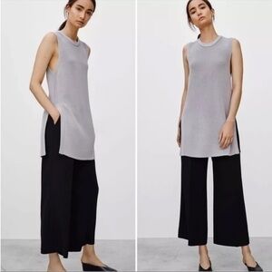 Aritzia Wilfred Womens XS Palmier Long Silver Sleeveless Crewneck Tunic Sweater